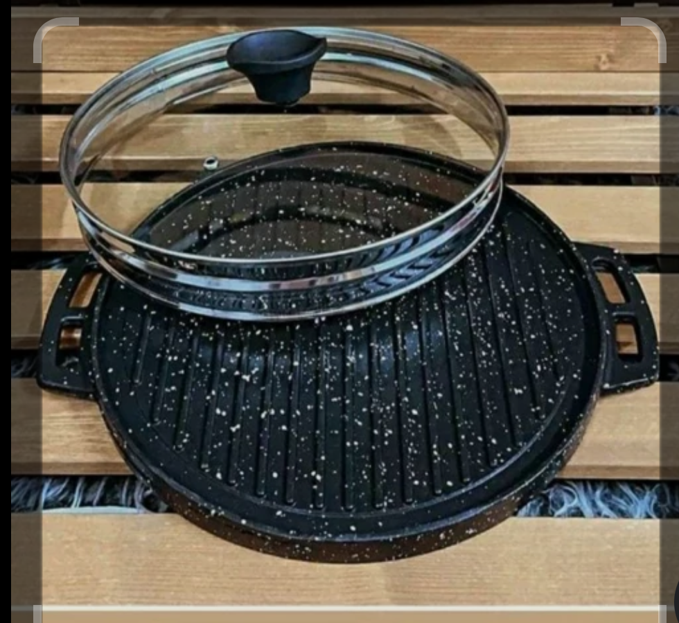 تابه گریل گرد چدن درب دار